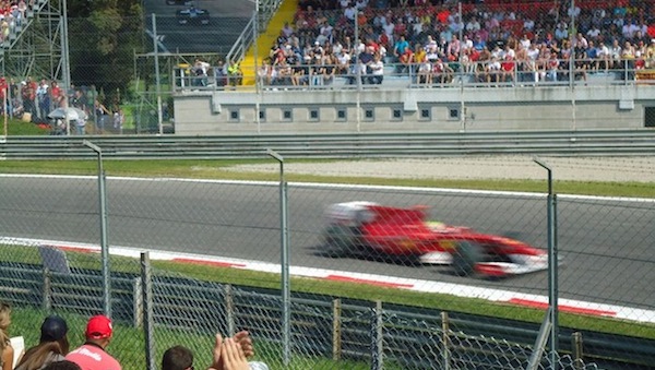 Massa passing through Parabolica after Alonso winning in Monza 2010
