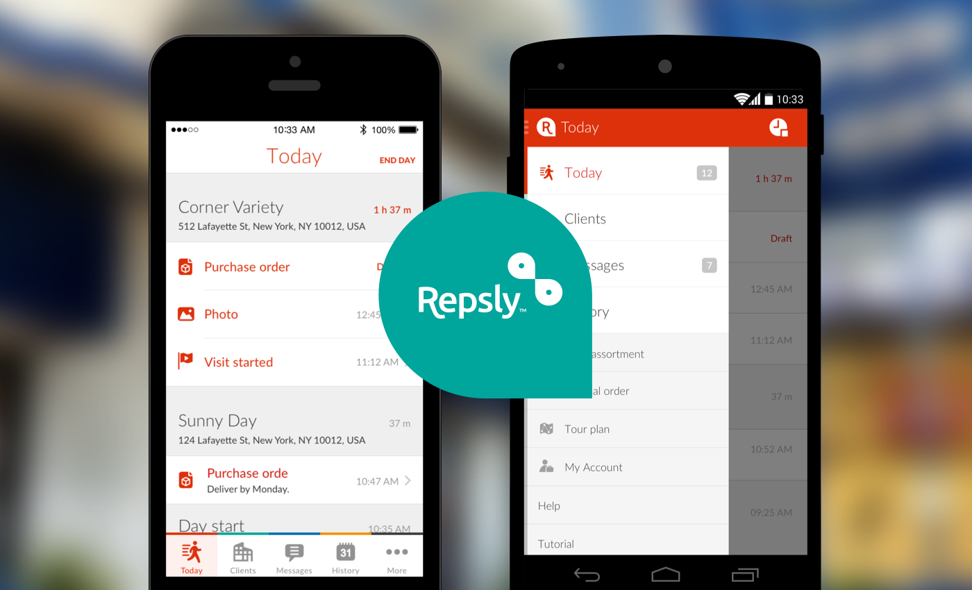 iOS and Android Repsly app – side by side