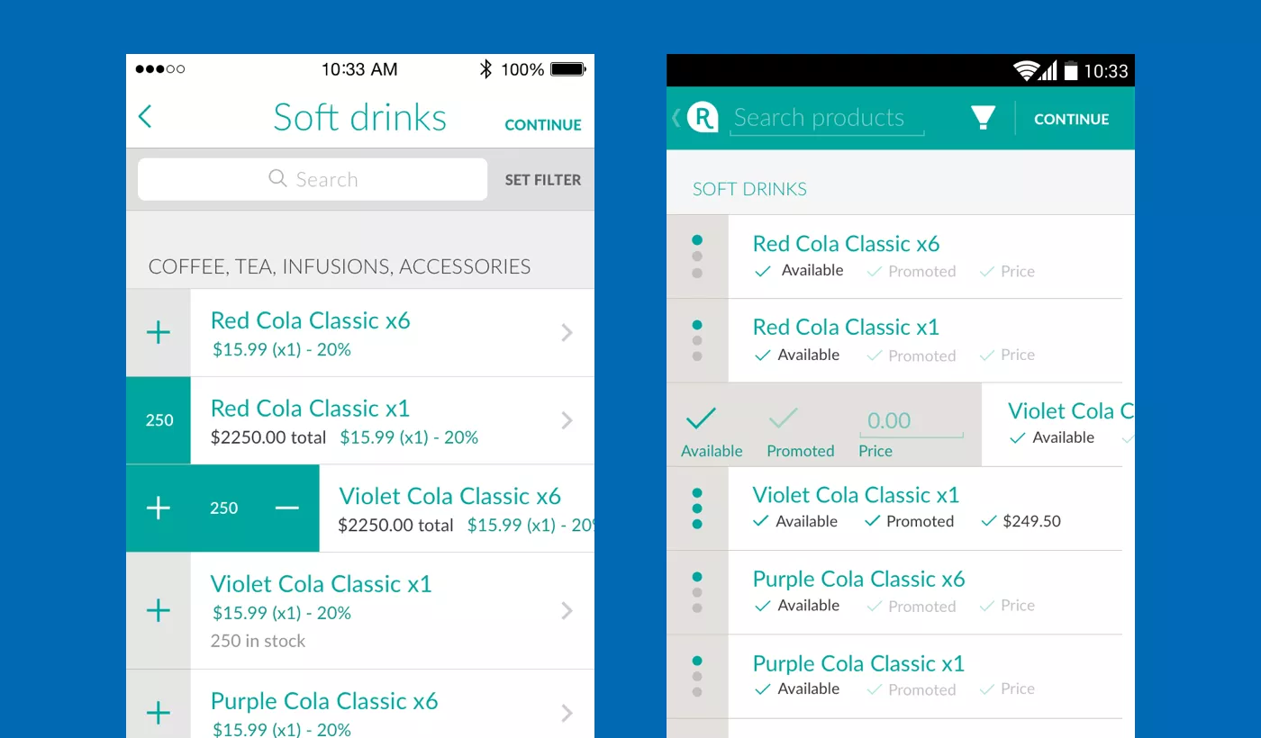 Repsly mobile app – filling out the order and retail audit