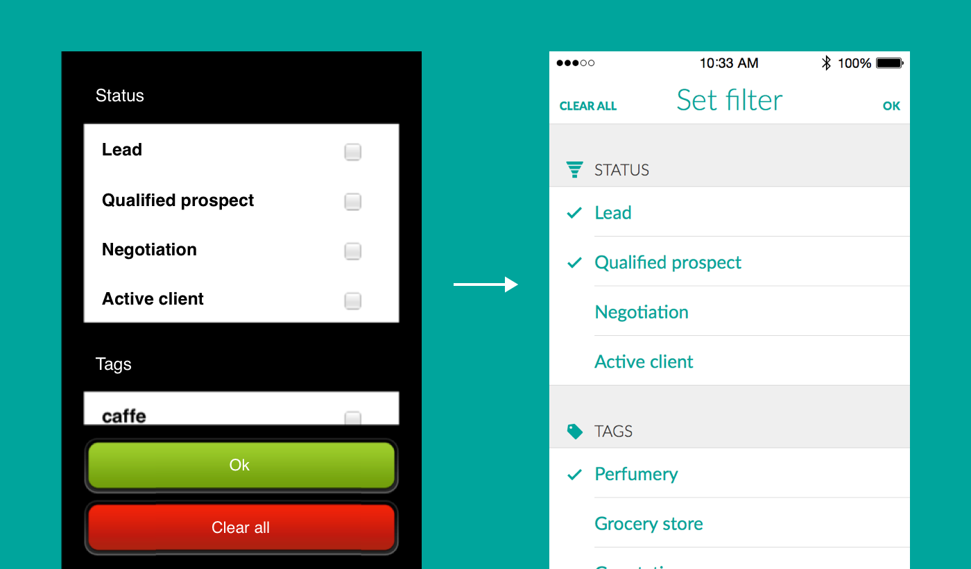 Repsly mobile app – Reconstructing the Set filter screen
