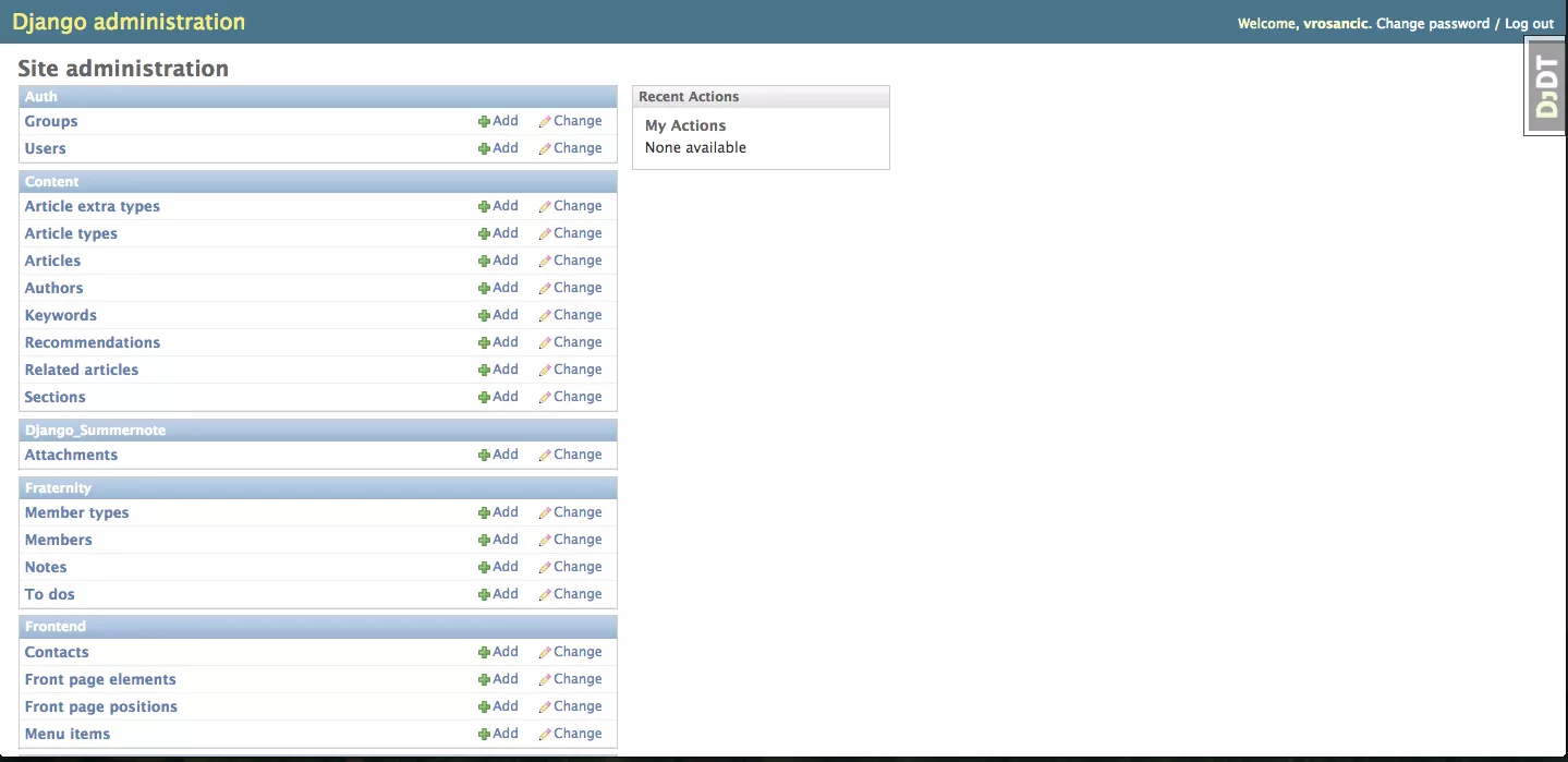 Django admin interface