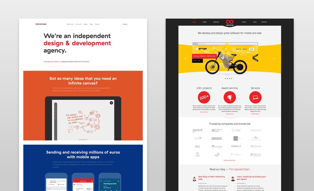 New vs. old Infinum website