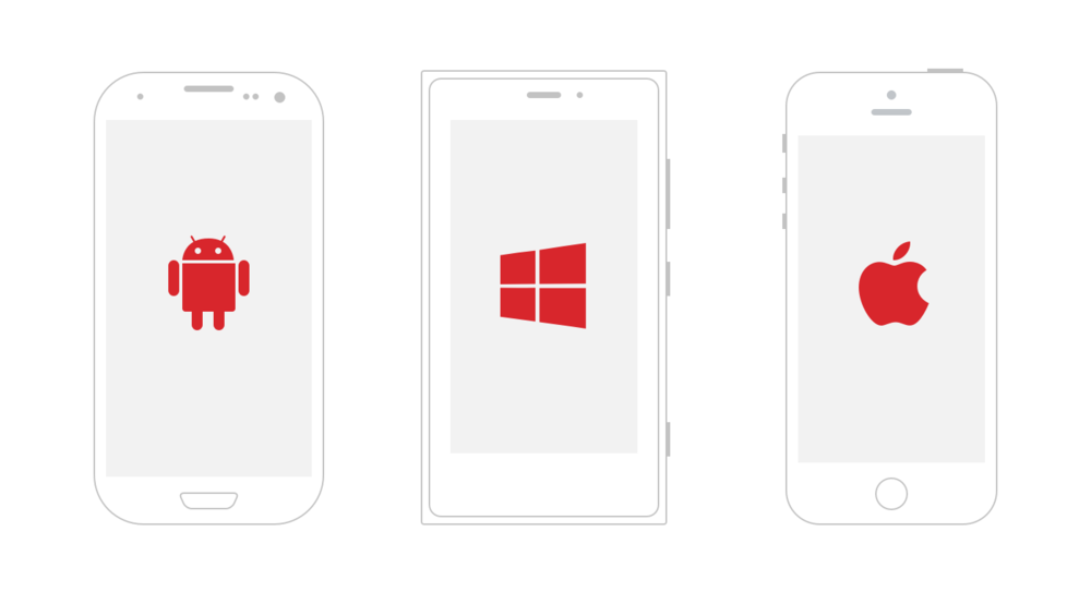 iOS, Android and Windows phone mockups