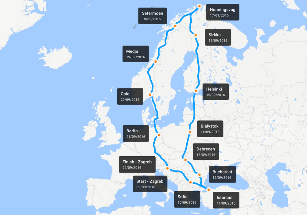 Journey map with stops