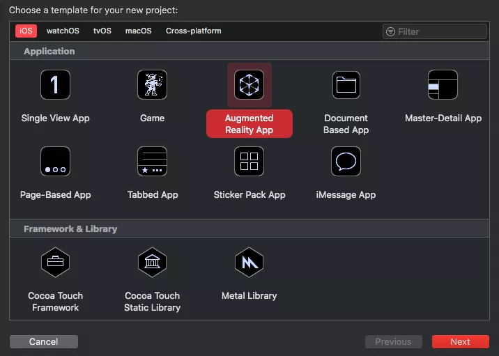 Augmented Reality XCode template