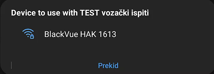 Dialog showing camera BlackVue HAK 1613