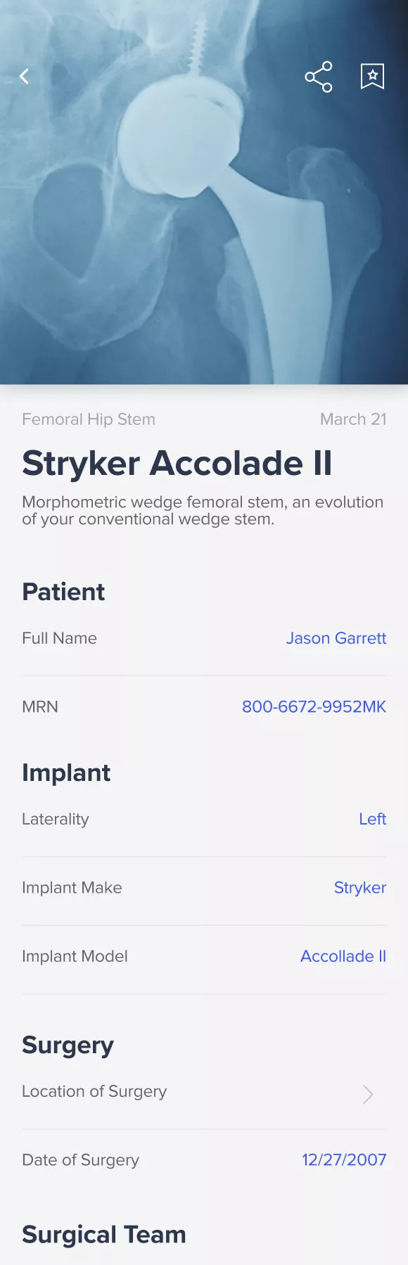 Stryker Accolade Screen