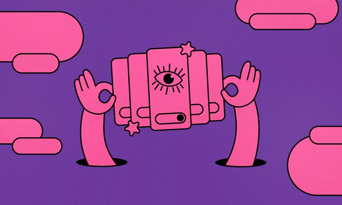 a cartoonish visual of two hands holding together 5 mobile screens representing accessibility testing