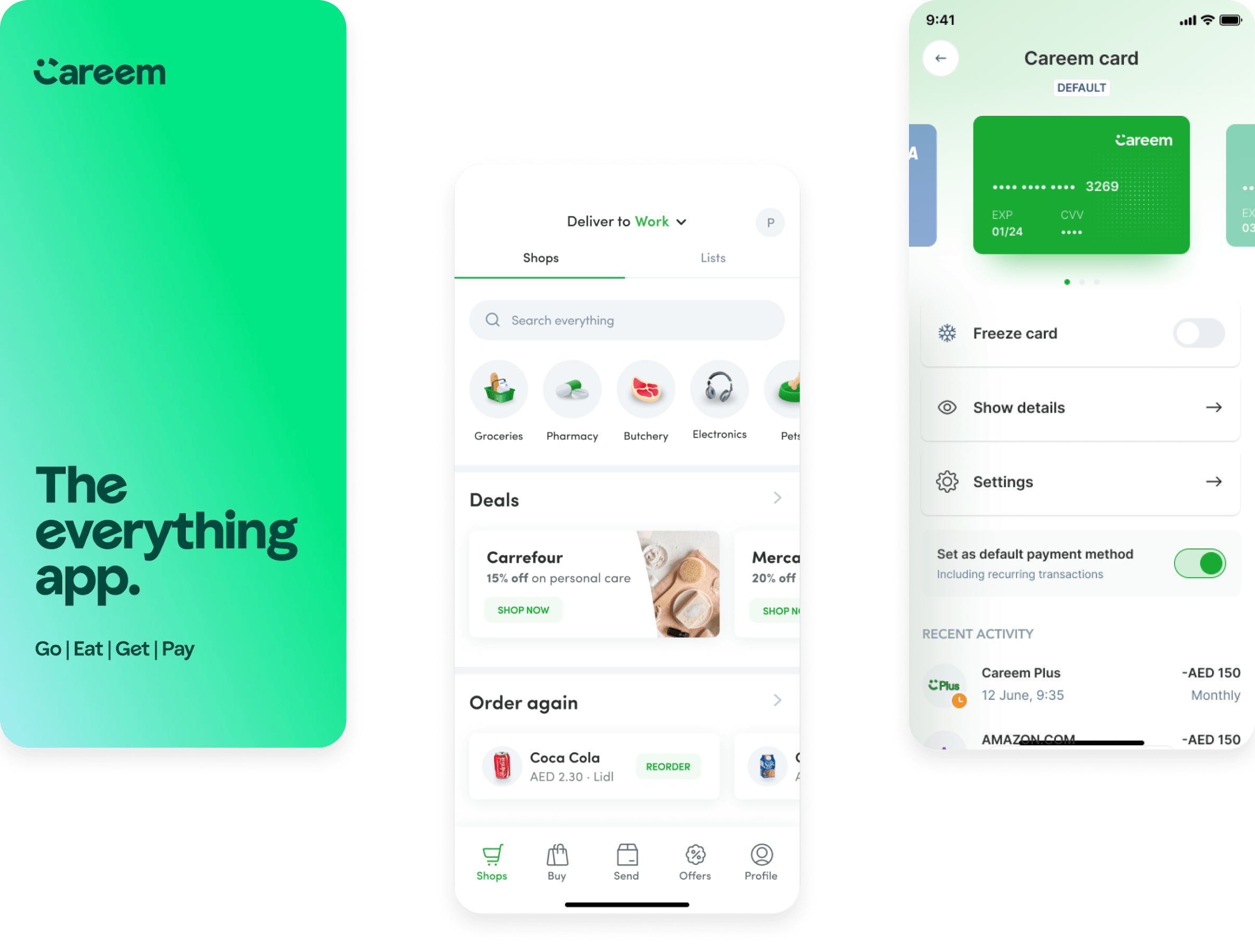 super app development – screens from the Careem app