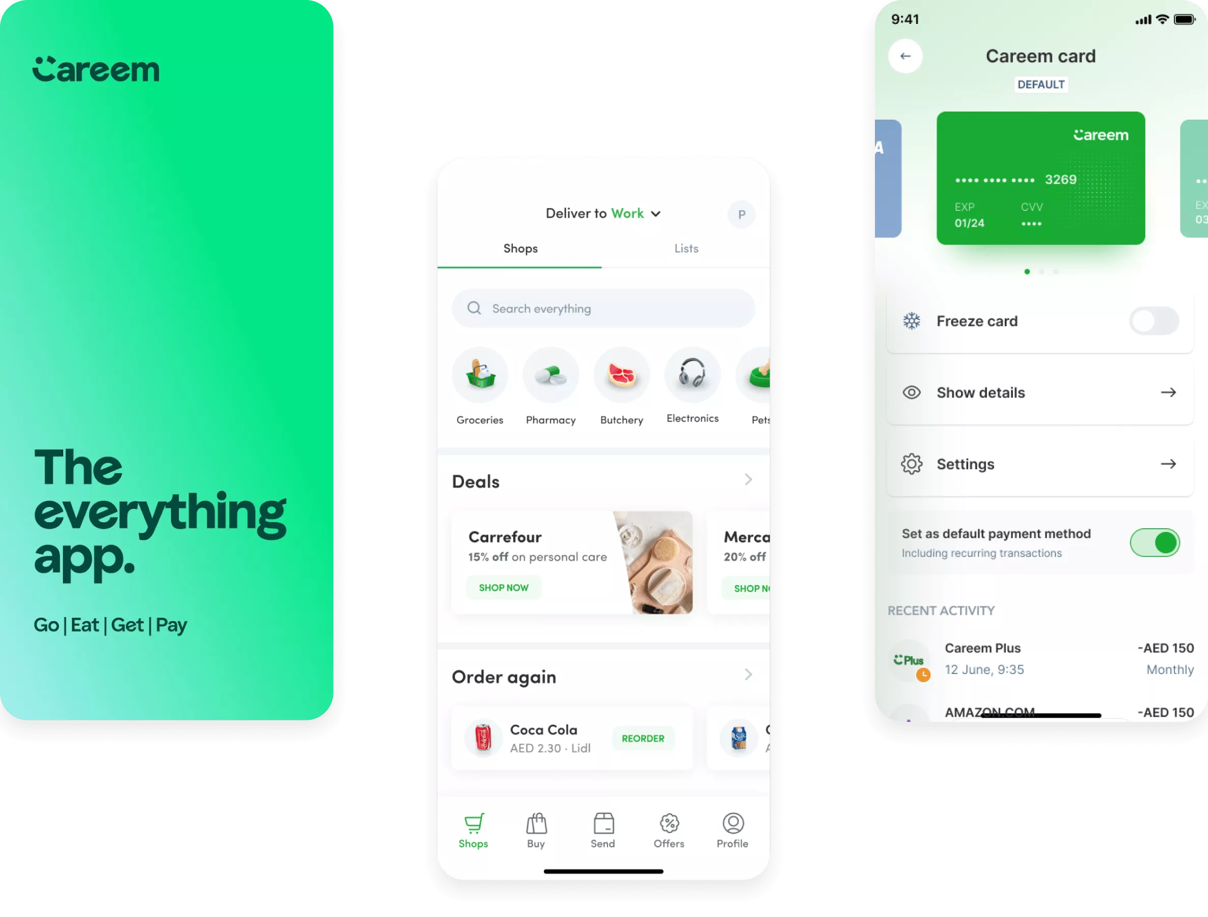 super app development – screens from the Careem app