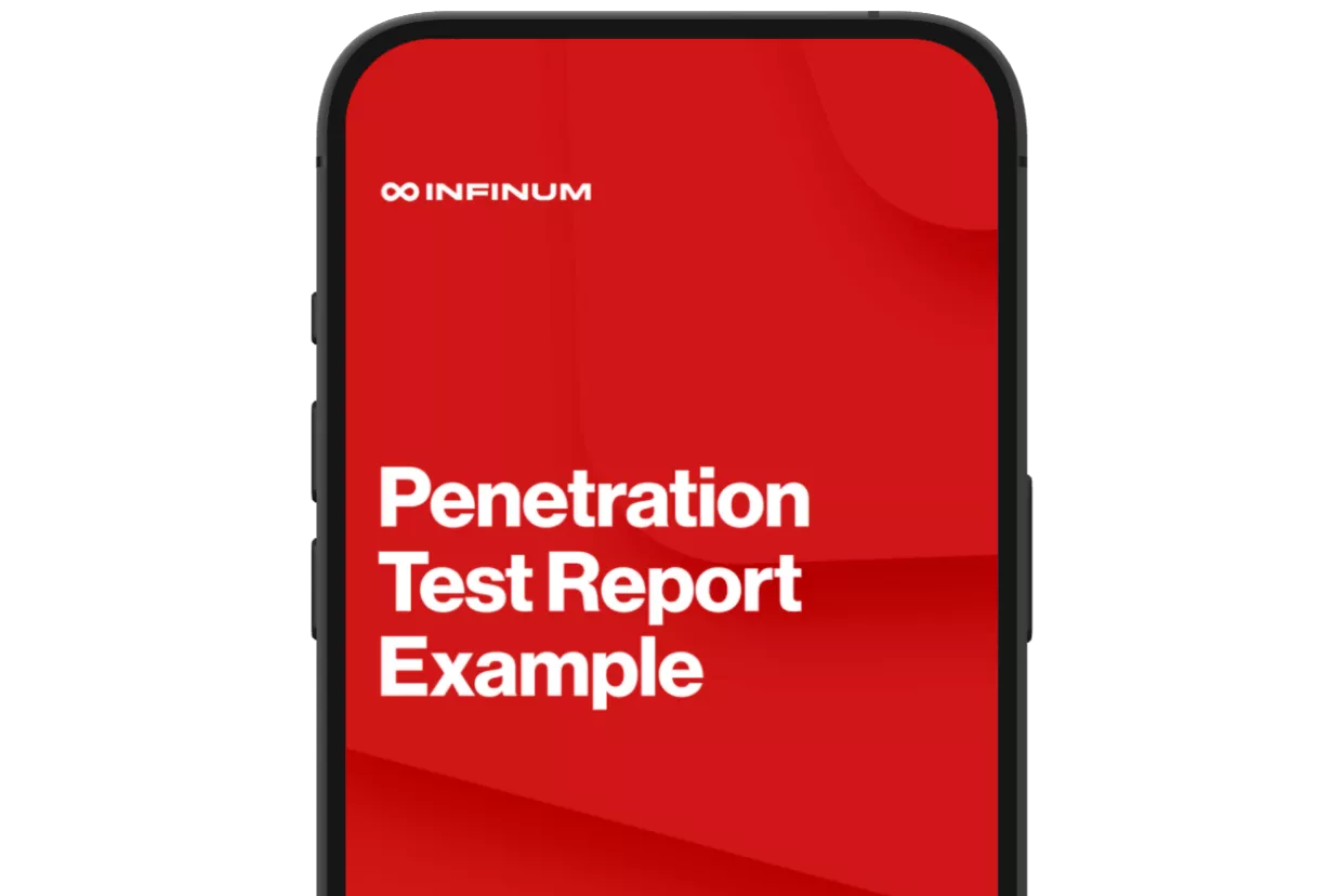 Mobile phone mockup showing pentesting report