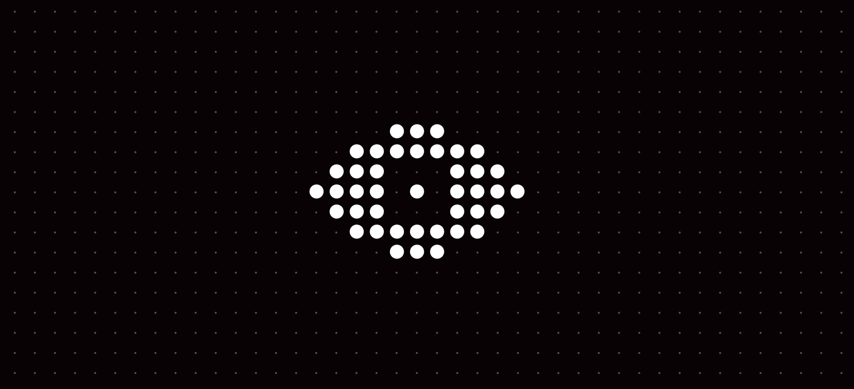 Accessibility hero image - white eye icon made out of white dots on black background